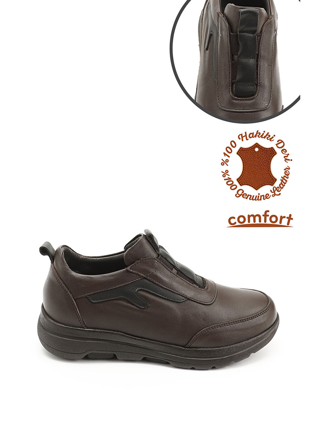 Kahverengi Kadın ORTA KAHVERENGİ Dilden Lastikli Hakiki Deri Comfort Ayakkabı-1