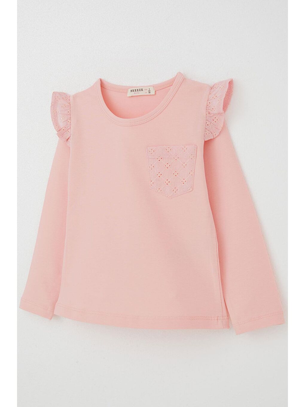 Kız Çocuk Uzun Kollu Tişört Basic Güpürlü Pembe (3-6 Yaş)-5