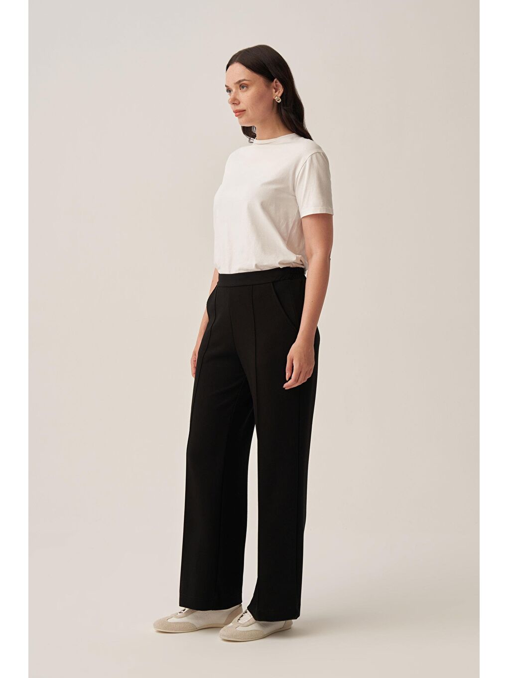 Siyah-Yumuşak Dokulu Palazzo Pantolon-1