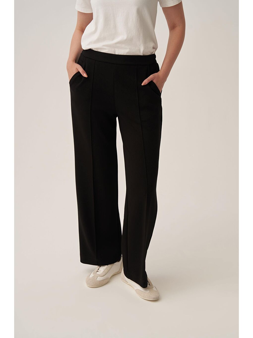 Siyah-Yumuşak Dokulu Palazzo Pantolon-2