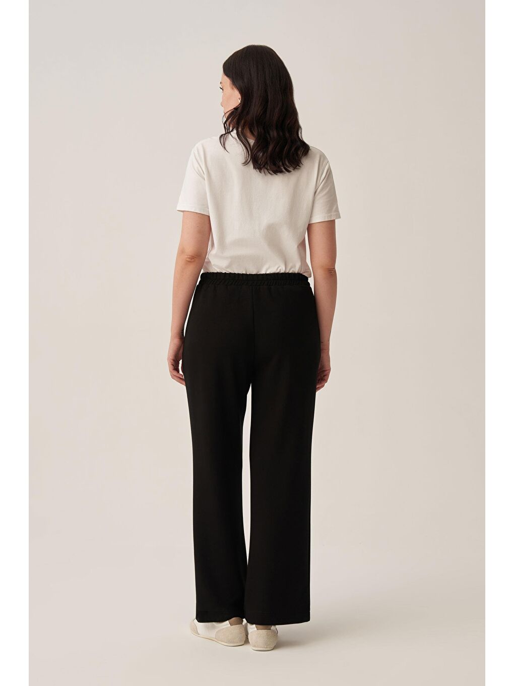 Siyah-Yumuşak Dokulu Palazzo Pantolon-3