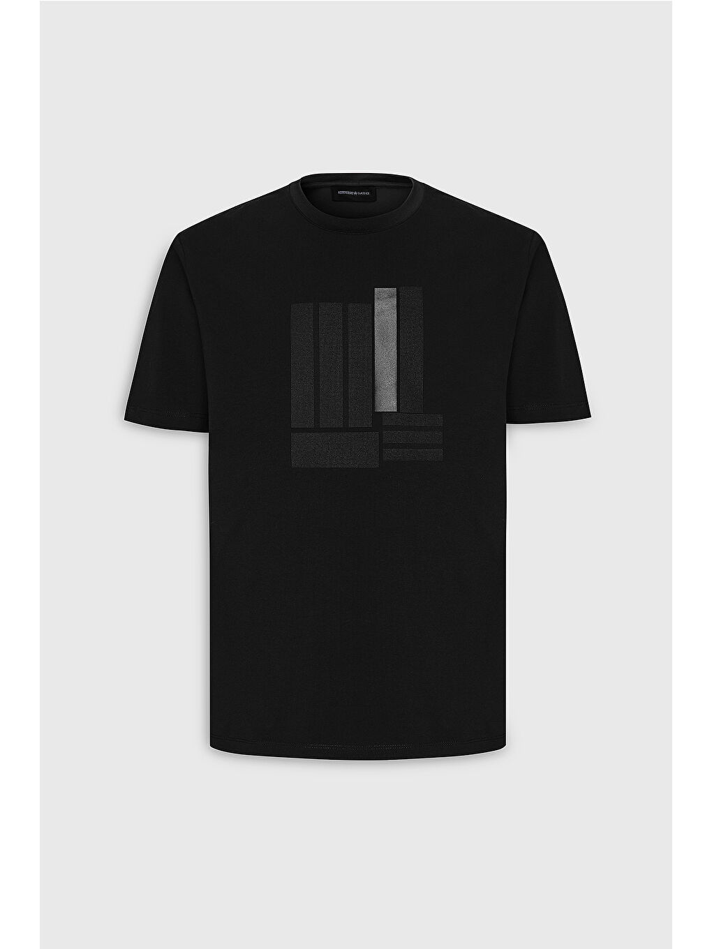 Erkek Siyah Slim Fit Dar Kesim Pamuklu Esnek Baskılı Bisiklet Yaka Tişört-5