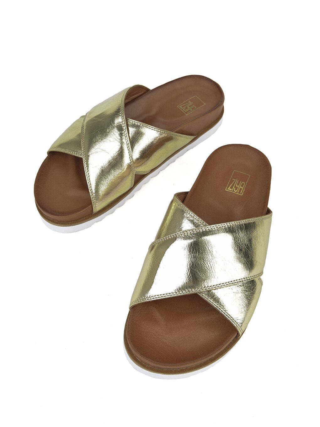 Sarı Kadın Hakiki Deri Terlik 141992ZLM1003 Altın