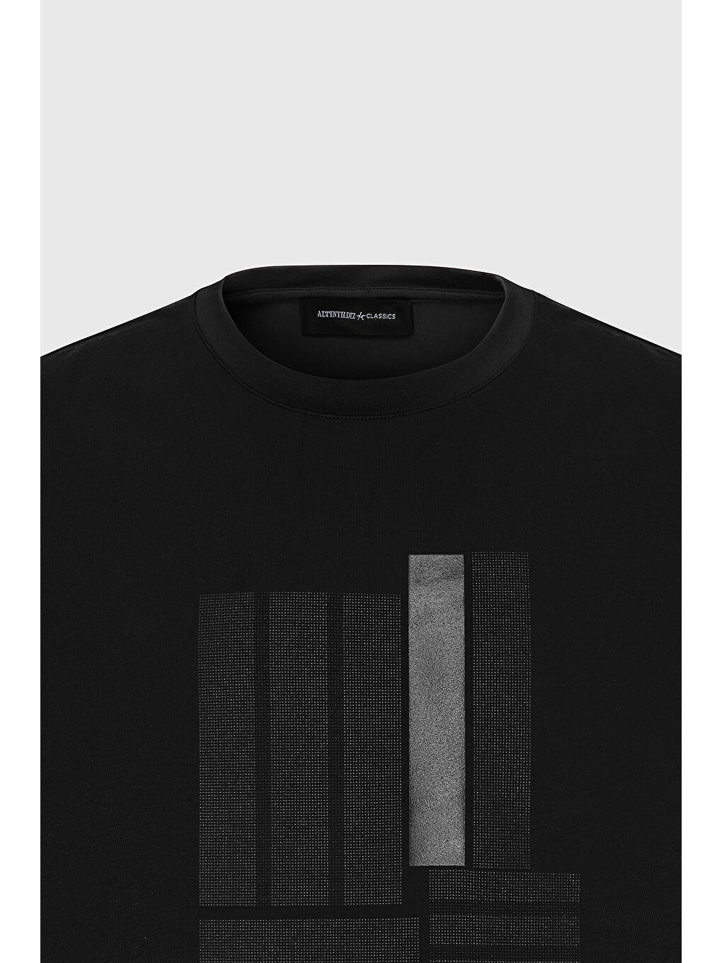 Erkek Siyah Slim Fit Dar Kesim Pamuklu Esnek Baskılı Bisiklet Yaka Tişört-6