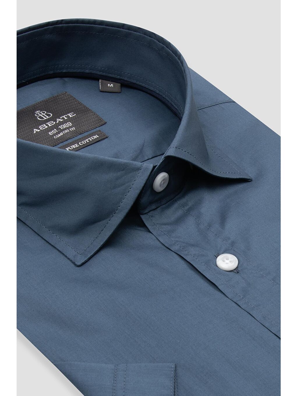 Vento Poplin Pamuklu Comfort Fit Lacivert Klasik Yaka Erkek Düz %100 Pamuk Gömlek-1