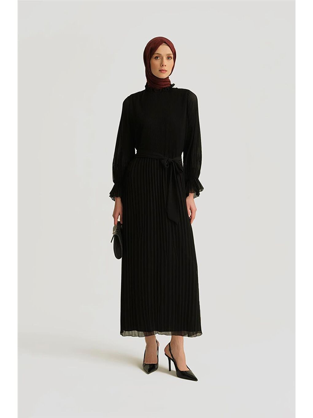 Piliseli Elbise 25Yd4235 Siyah-1