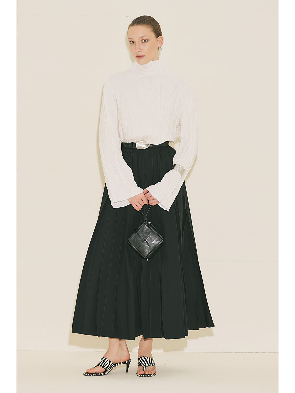 Crush Kumaşlı Bluz Ekru-1