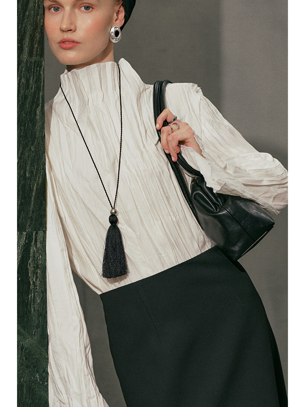 Crush Kumaşlı Bluz Ekru-4