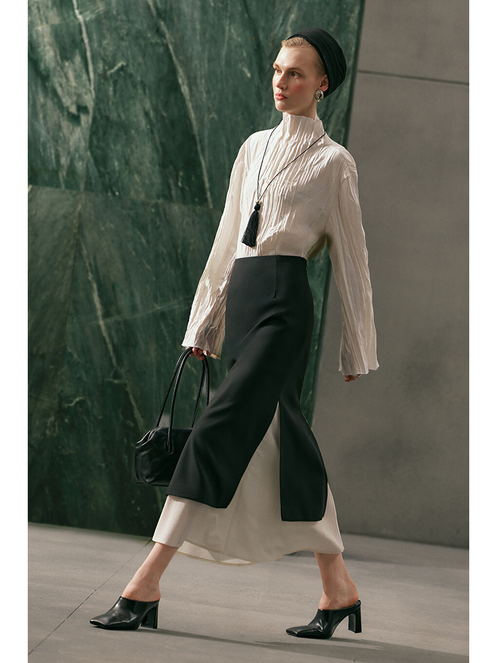 Crush Kumaşlı Bluz Ekru-5