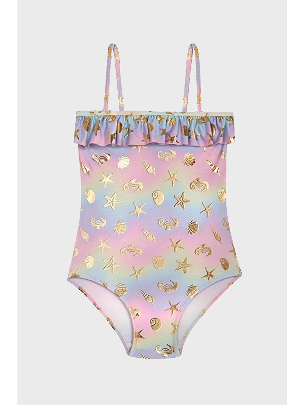 Sarı Golden Parlak Baskılı İnce Askılı Kolay Kuruyan Uv Korumalı Mayo SM2514000615