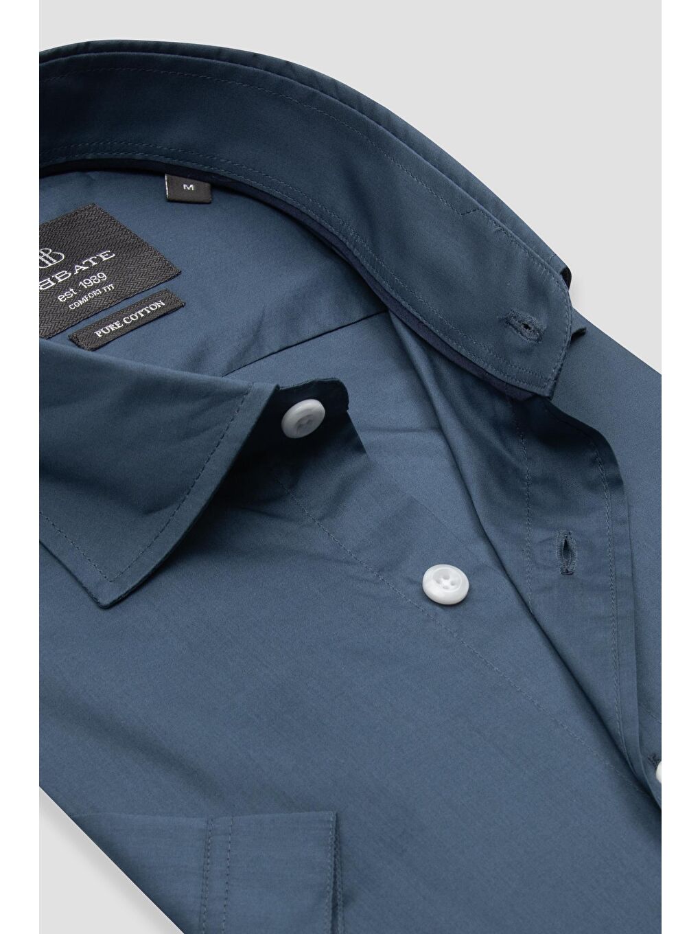 Vento Poplin Pamuklu Comfort Fit Lacivert Klasik Yaka Erkek Düz %100 Pamuk Gömlek-5