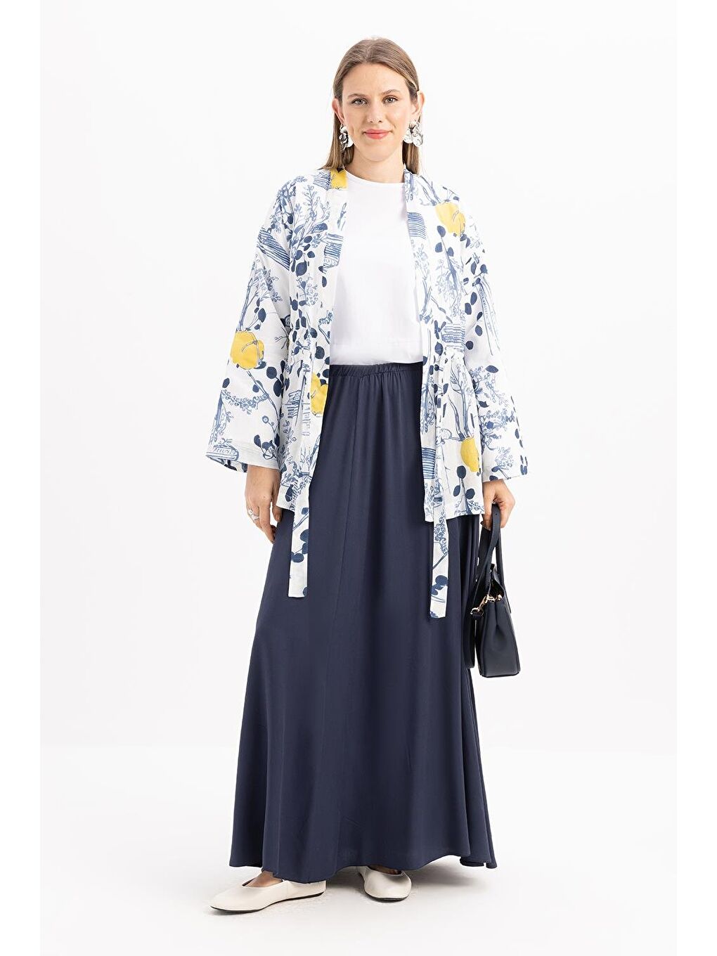 İndigo-Lastikli Basic Etek