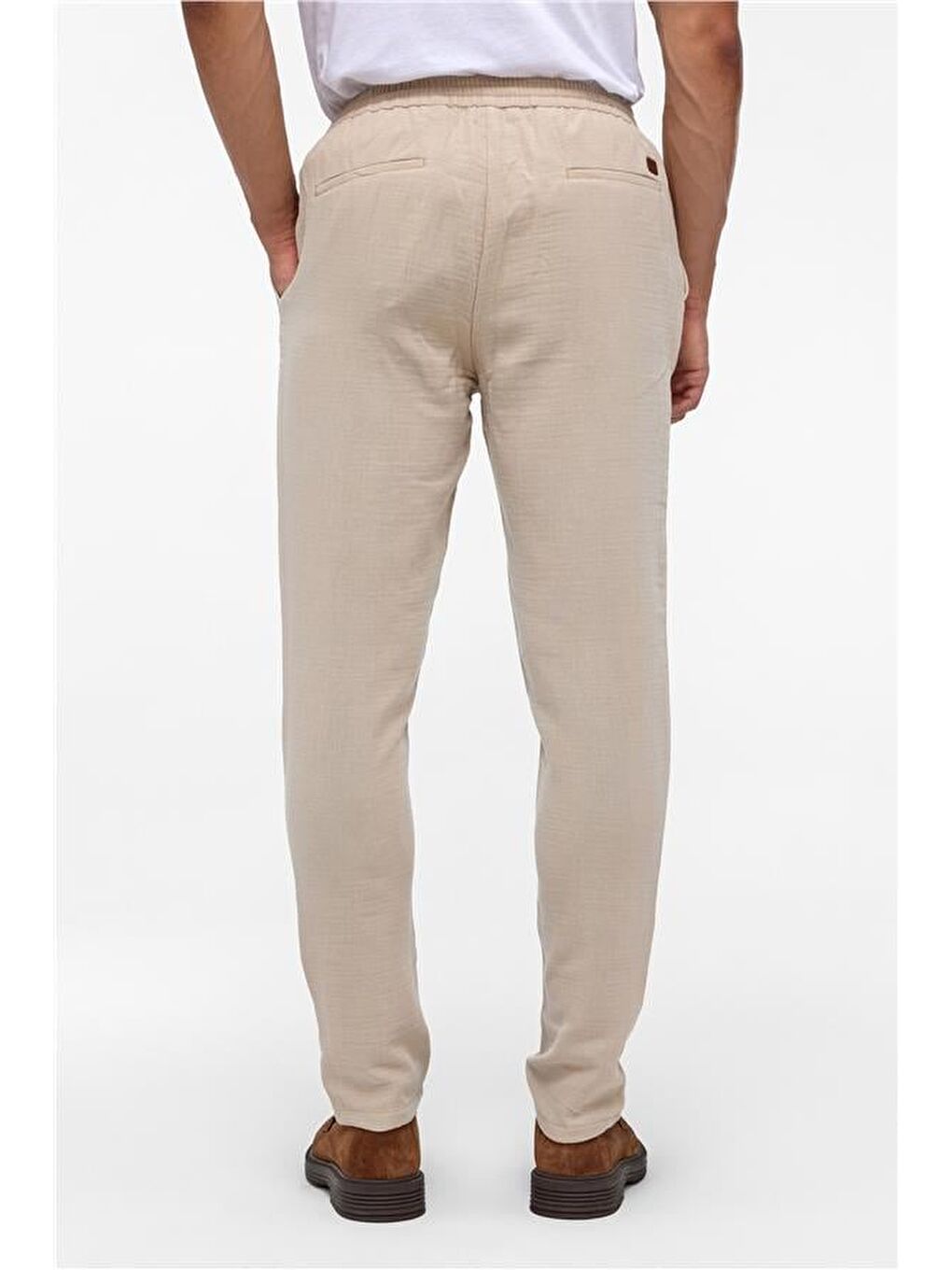 Bej Slim Düz Jogger Pantolon-4