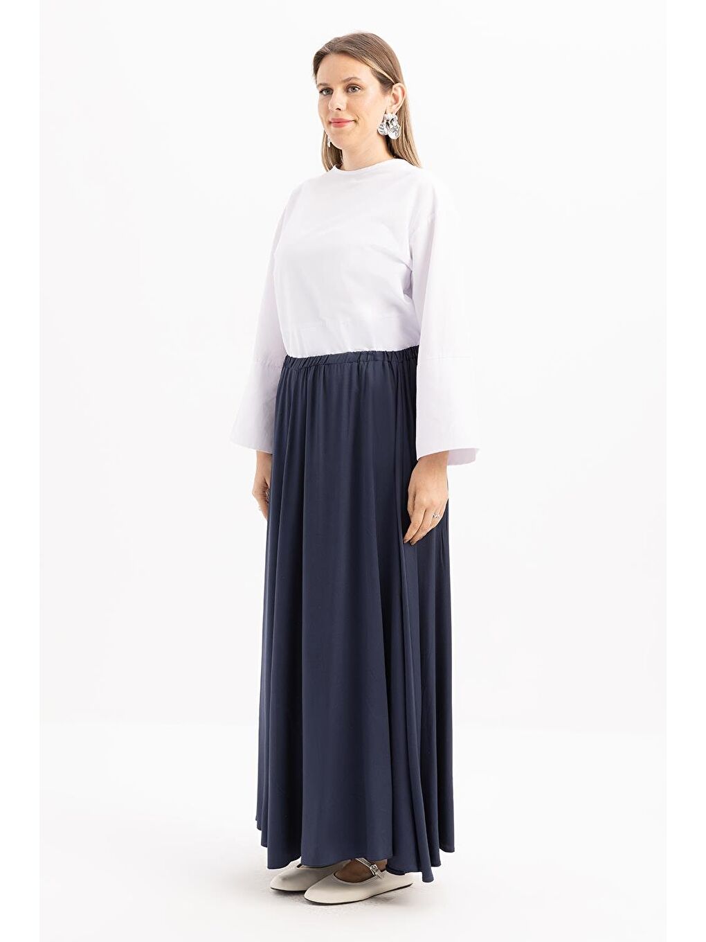 İndigo-Lastikli Basic Etek-1