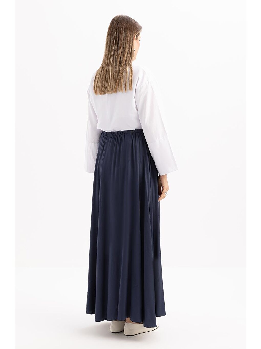 İndigo-Lastikli Basic Etek-2