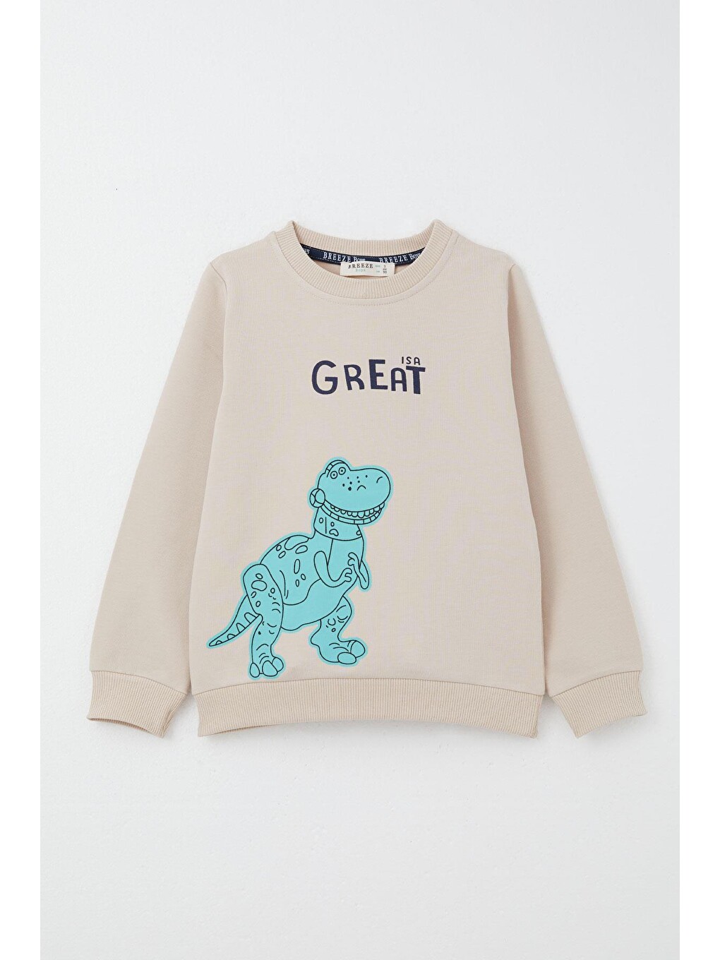 Erkek Bebek Eşofman Takım Harika Dinozor Baskılı Bej (1.5 Yaş)-1