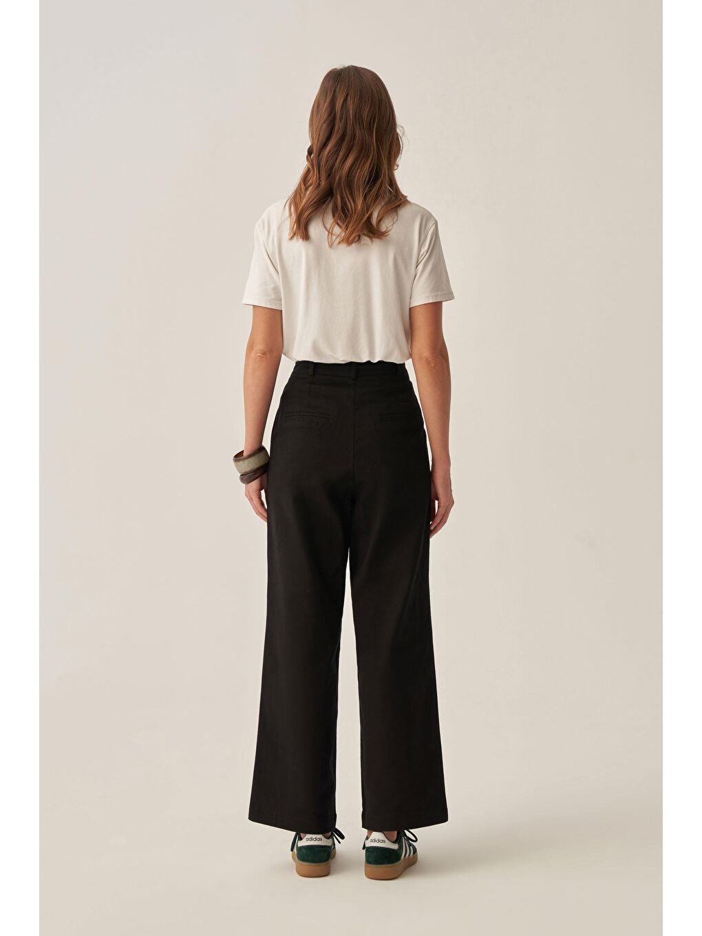 Siyah-Gabardin Palazzo Pantolon-2