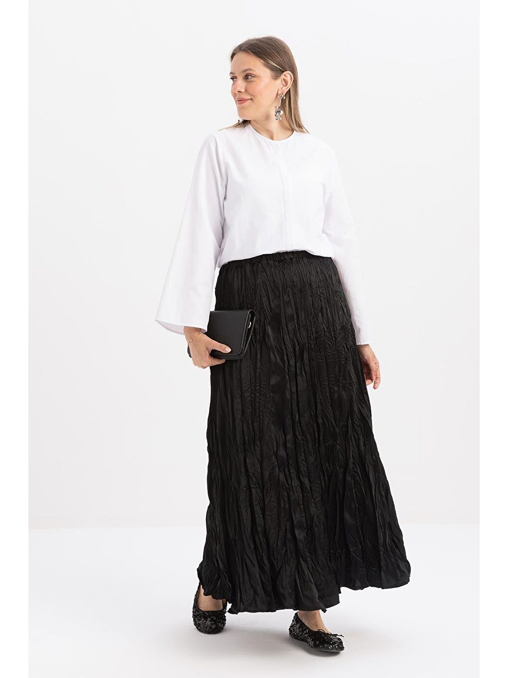 Siyah-Lastikli Basic Etek