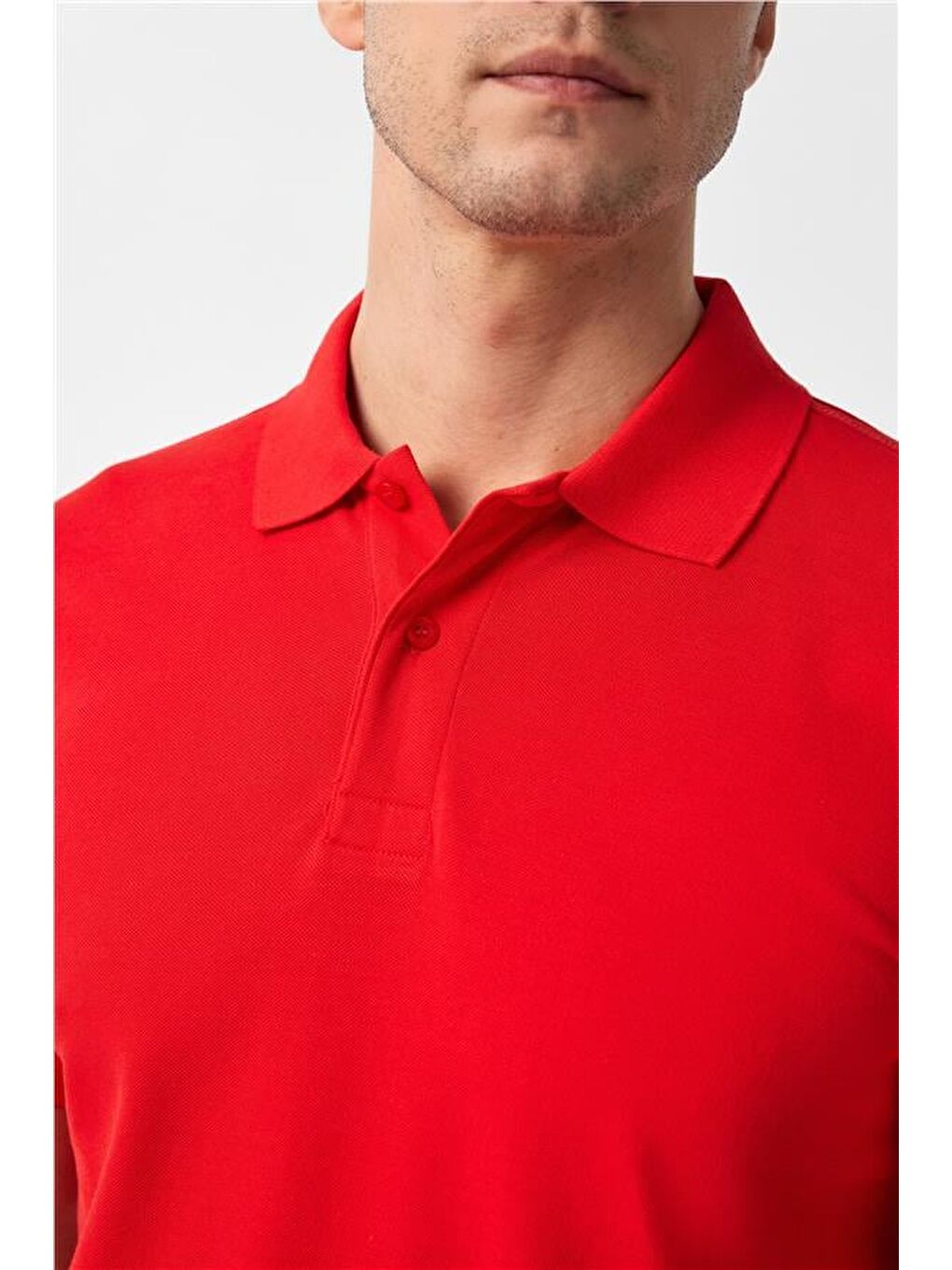 Kırmızı Slim Armürlü Polo Yaka Tişört-2