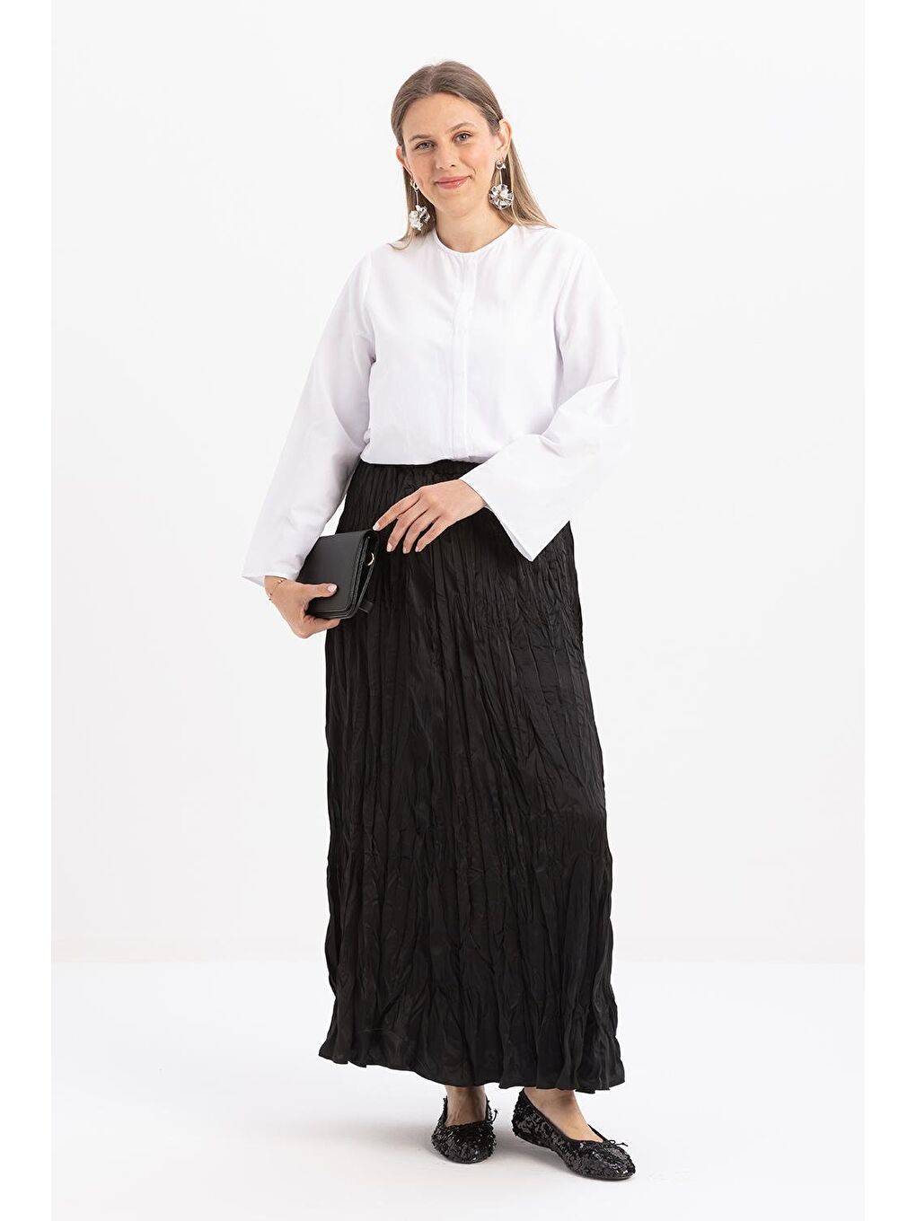 Siyah-Lastikli Basic Etek-1