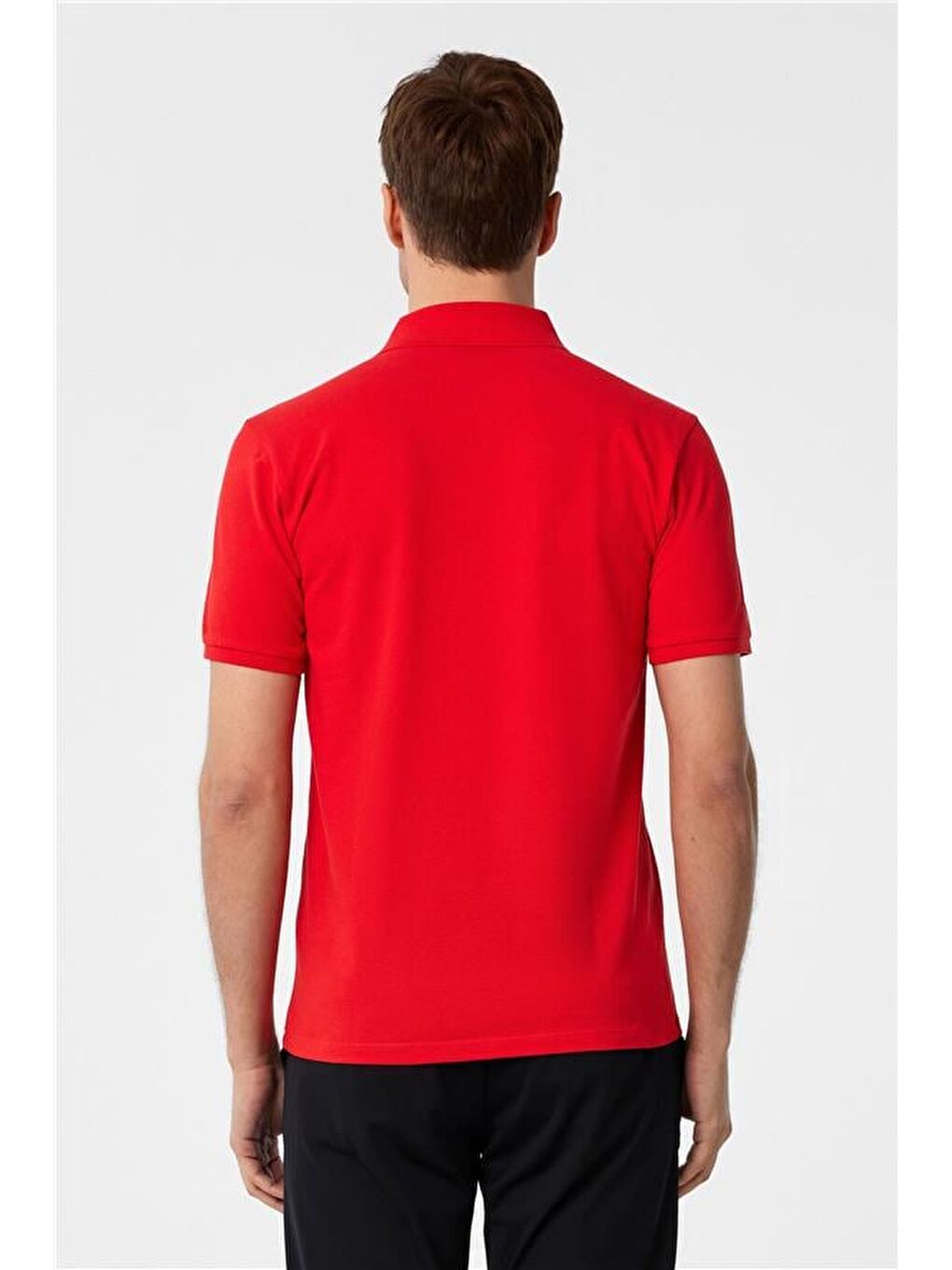 Kırmızı Slim Armürlü Polo Yaka Tişört-4