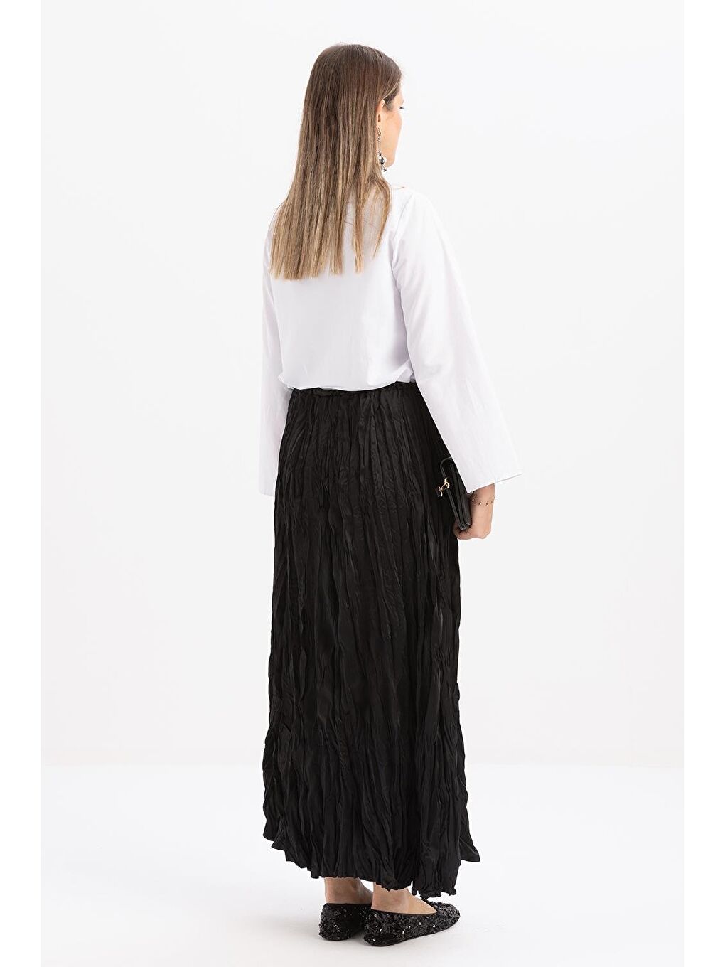 Siyah-Lastikli Basic Etek-3