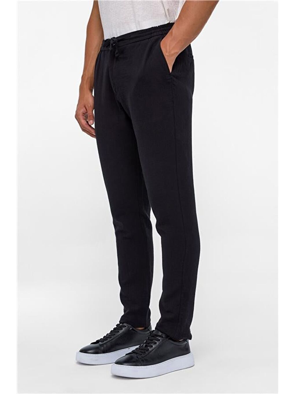 Siyah Slim Düz Jogger Pantolon-2