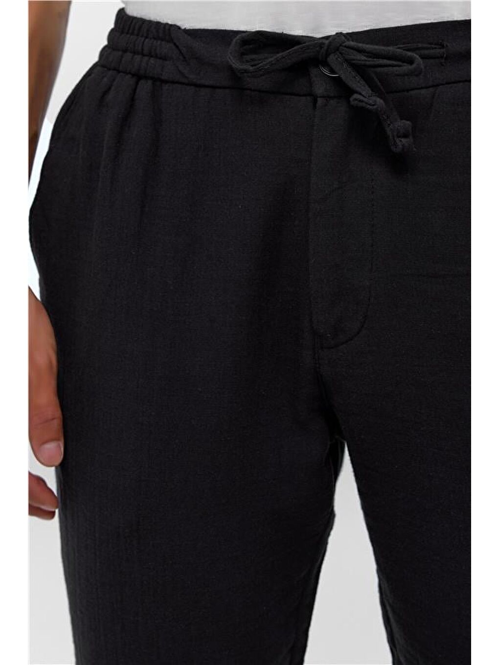 Siyah Slim Düz Jogger Pantolon-3