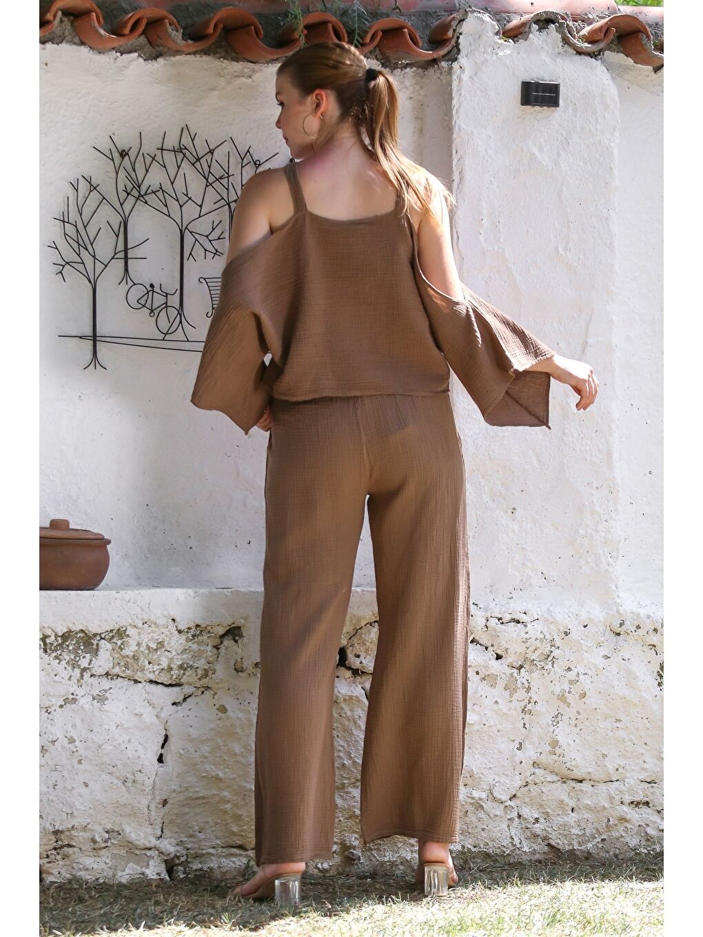 Organik Sertifikalı Pamuk Kahverengi Casual Dokuma Alt Üst Takım 50-110 70-65-1