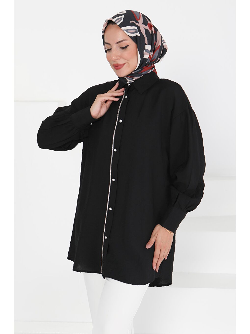 Taş Detaylı Tunik Siyah - 27432