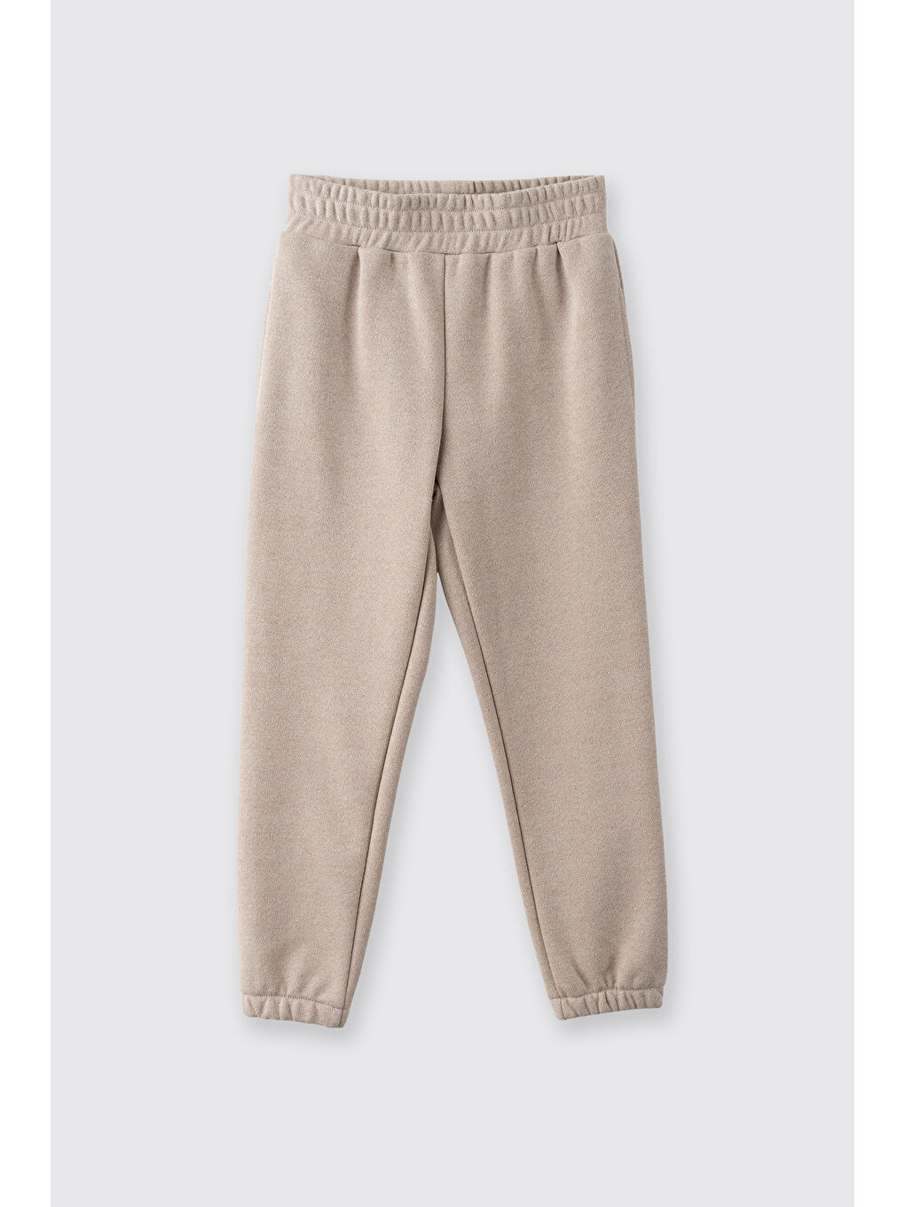 Kız Çocuk Beli Ve Paçası Lastikli Simli Bej Eşofman Altı-2