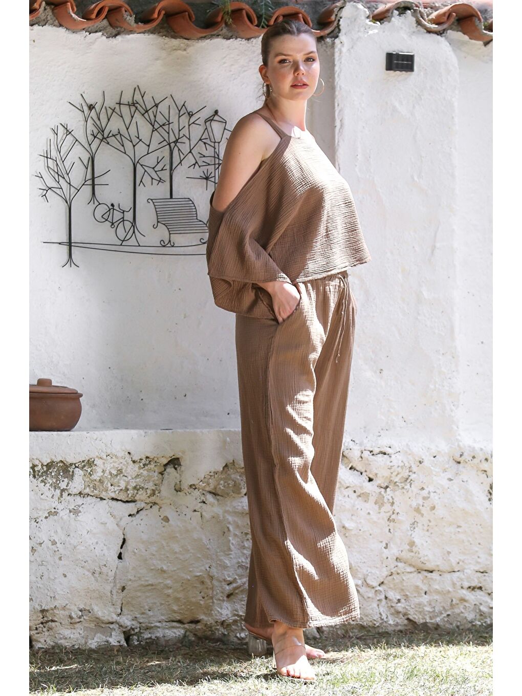 Organik Sertifikalı Pamuk Kahverengi Casual Dokuma Alt Üst Takım 50-110 70-65-6