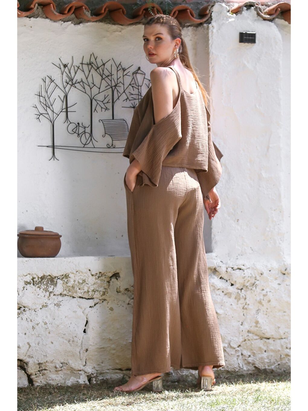 Organik Sertifikalı Pamuk Kahverengi Casual Dokuma Alt Üst Takım 50-110 70-65-7