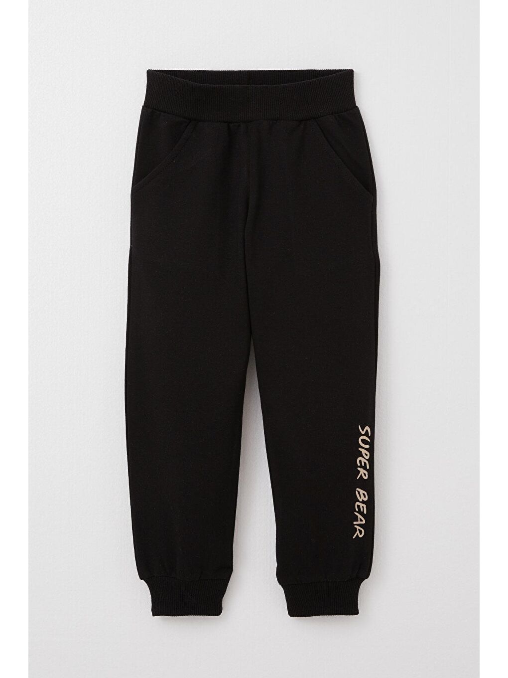 Erkek Bebek Eşofman Takım Şanslı Ayıcık Baskılı Yazı Nakışlı Bej (1-1.5 Yaş)-2