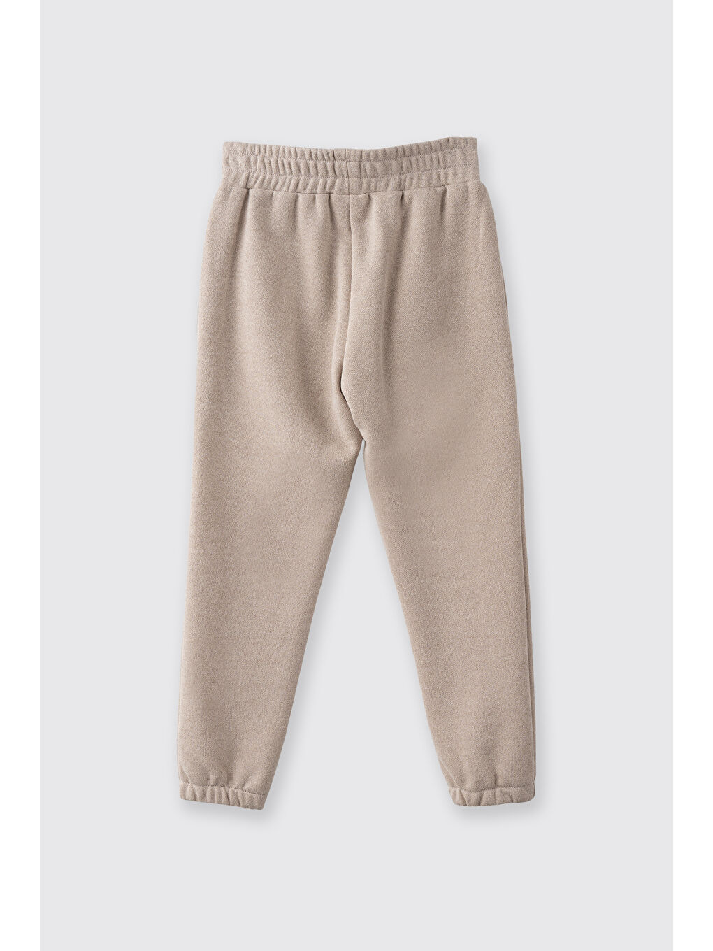 Kız Çocuk Beli Ve Paçası Lastikli Simli Bej Eşofman Altı-4