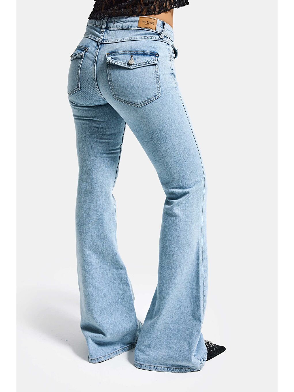 Mavi Kadın Ice Rengi 4s6-3 Mide Rise Flare Fit Süper Esnek Kumaş İç Boy 83cm Denim Jean-1