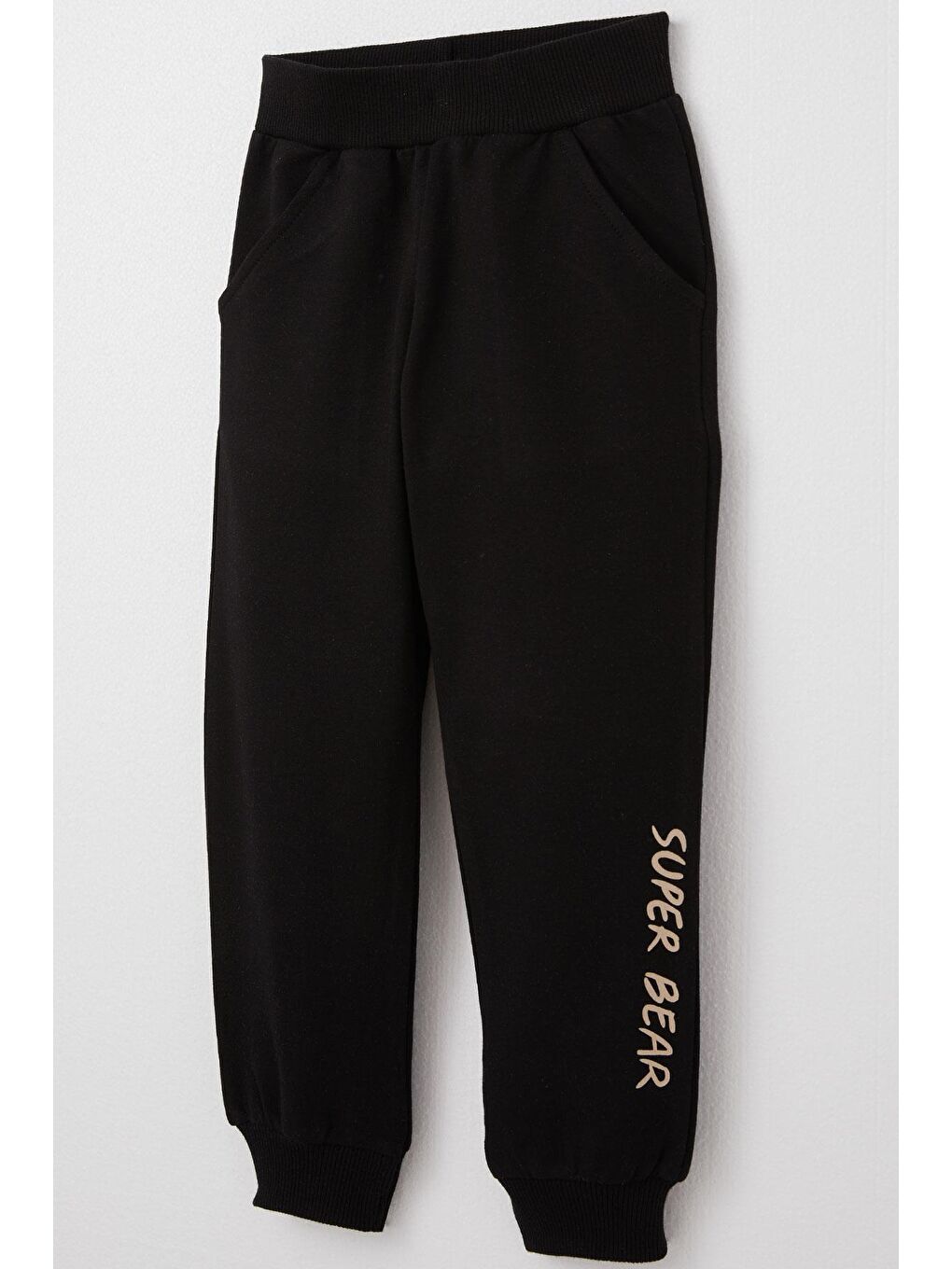 Erkek Bebek Eşofman Takım Şanslı Ayıcık Baskılı Yazı Nakışlı Bej (1-1.5 Yaş)-6