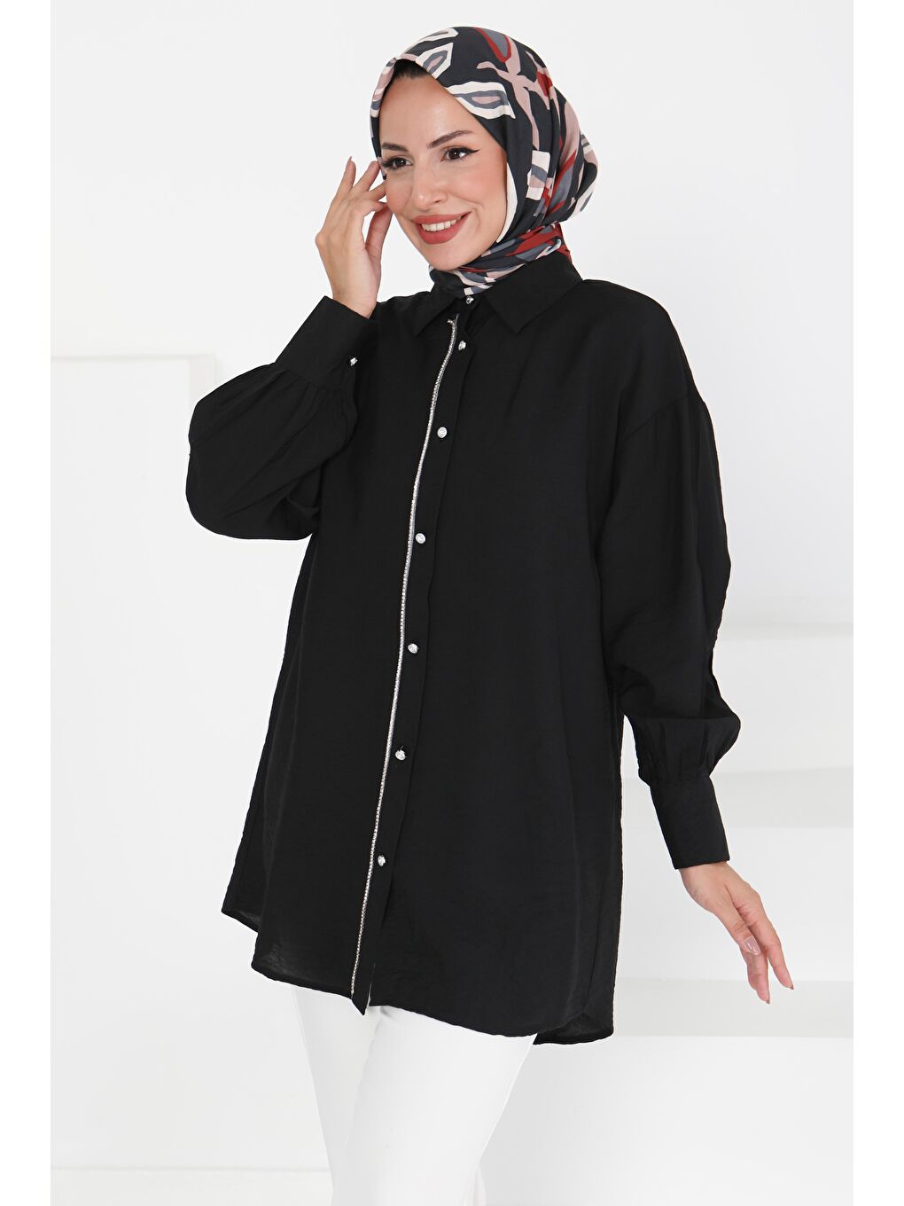 Taş Detaylı Tunik Siyah - 27432-2