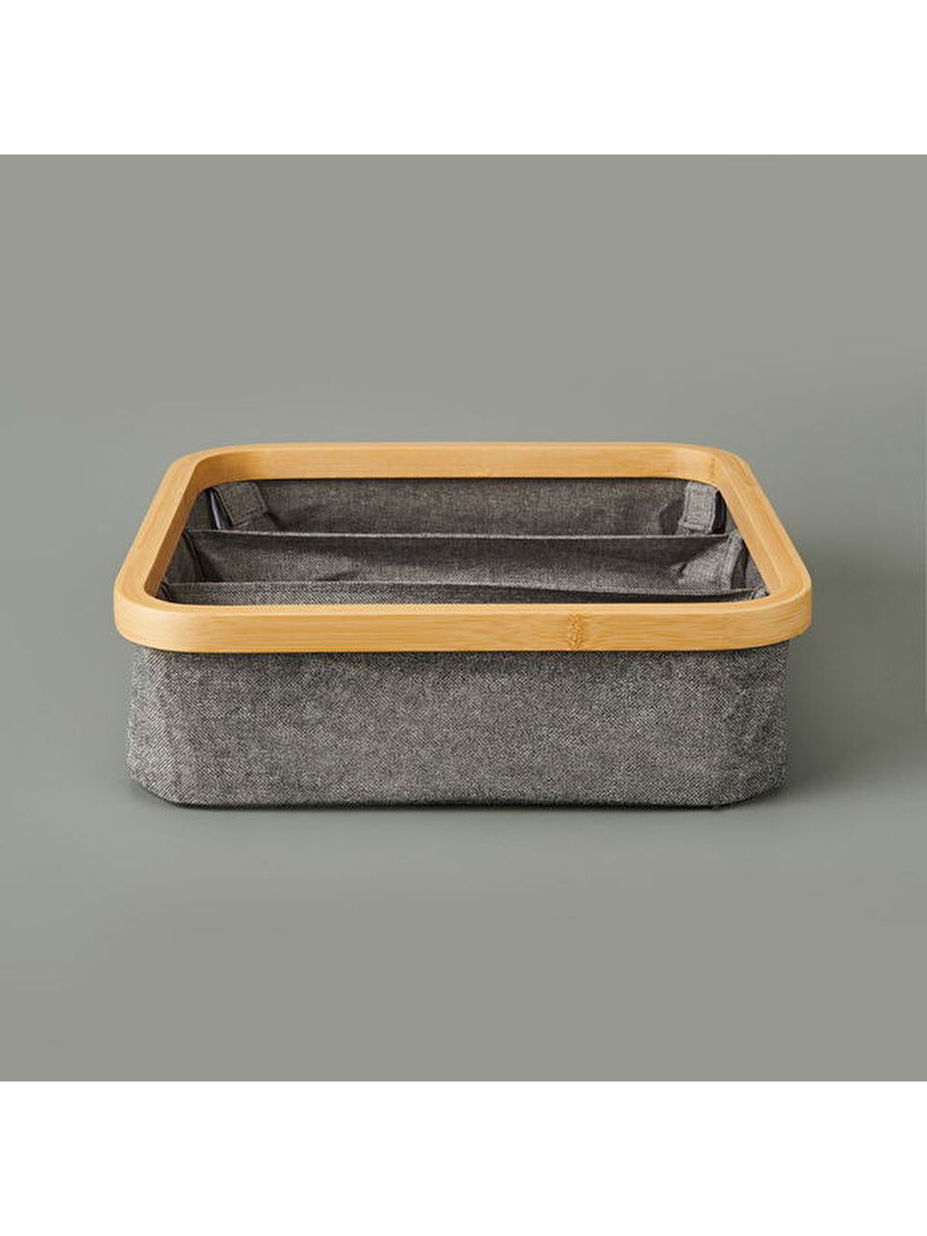 3 Bölmeli Katlanabilir Sepet - Gri - 30x30 cm-1
