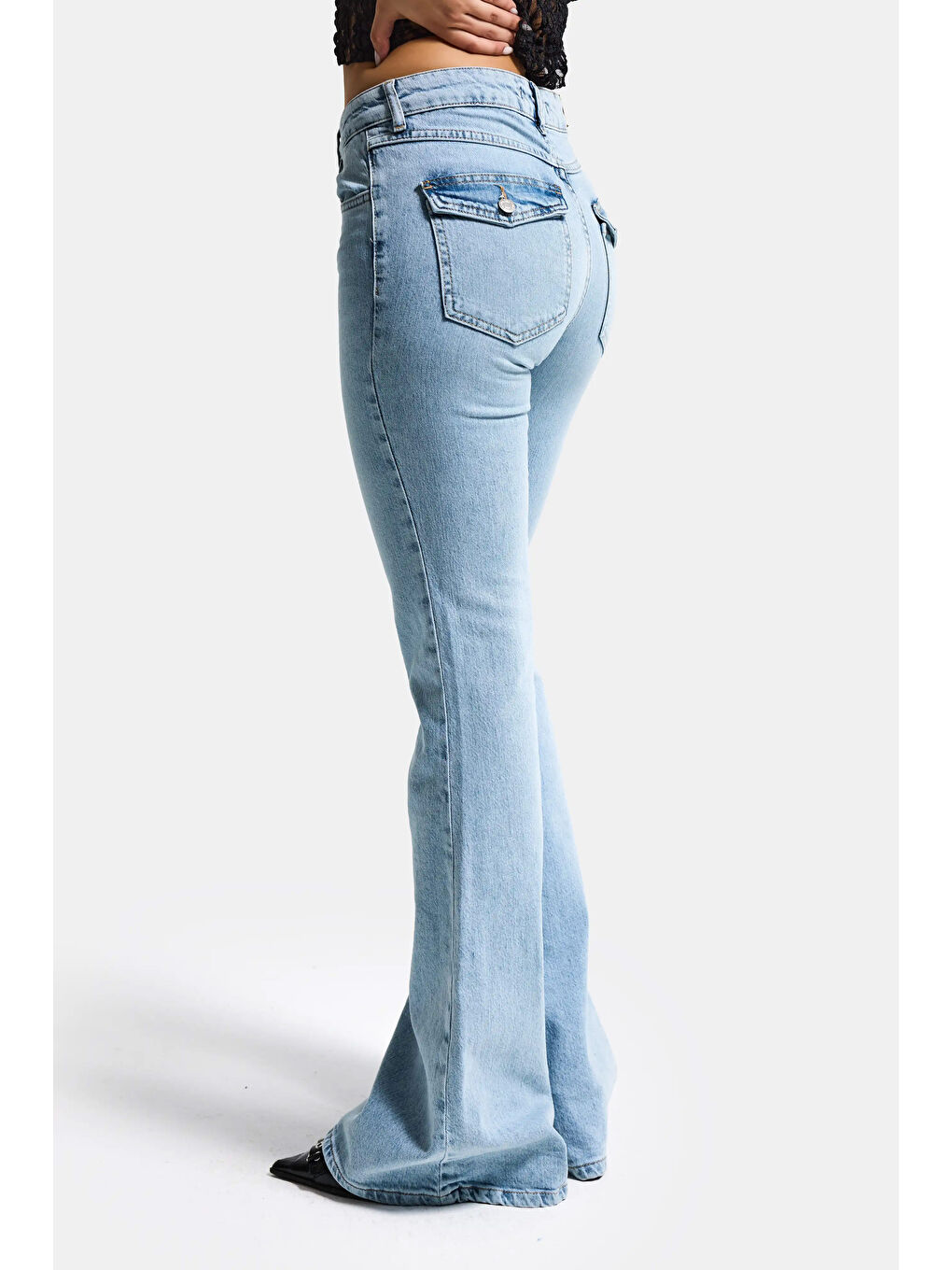 Mavi Kadın Ice Rengi 4s6-3 Mide Rise Flare Fit Süper Esnek Kumaş İç Boy 83cm Denim Jean-2