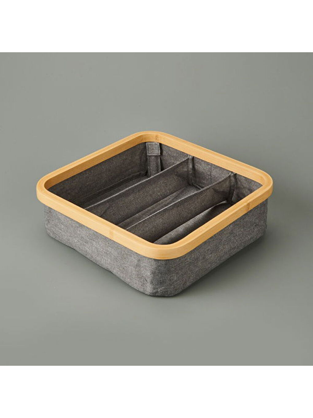 3 Bölmeli Katlanabilir Sepet - Gri - 30x30 cm-2