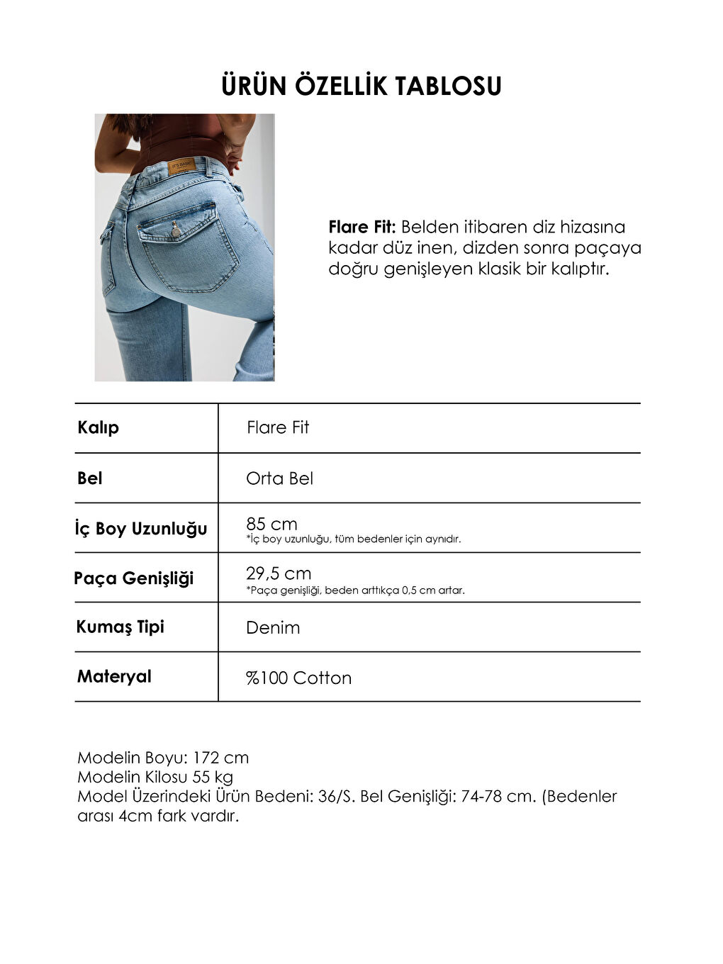 Mavi Kadın Ice Rengi 4s6-3 Mide Rise Flare Fit Süper Esnek Kumaş İç Boy 83cm Denim Jean-4