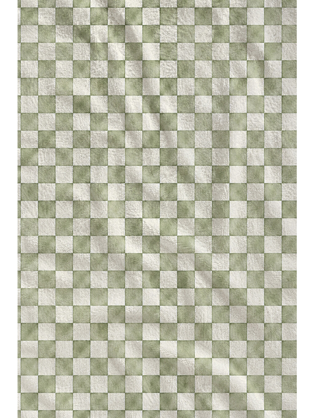 Pastel Adaçayı Yeşili Mini Kareli Desenli 70x150 Plaj Havlusu - Dijital Baskılı Banyo Havlusu-1