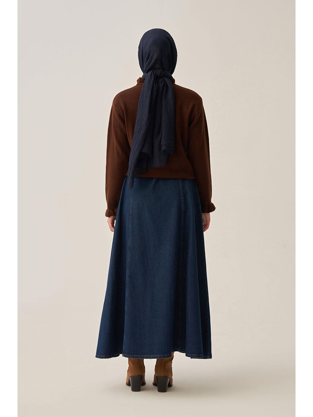 Mavi-Denim Kloş Etek-1