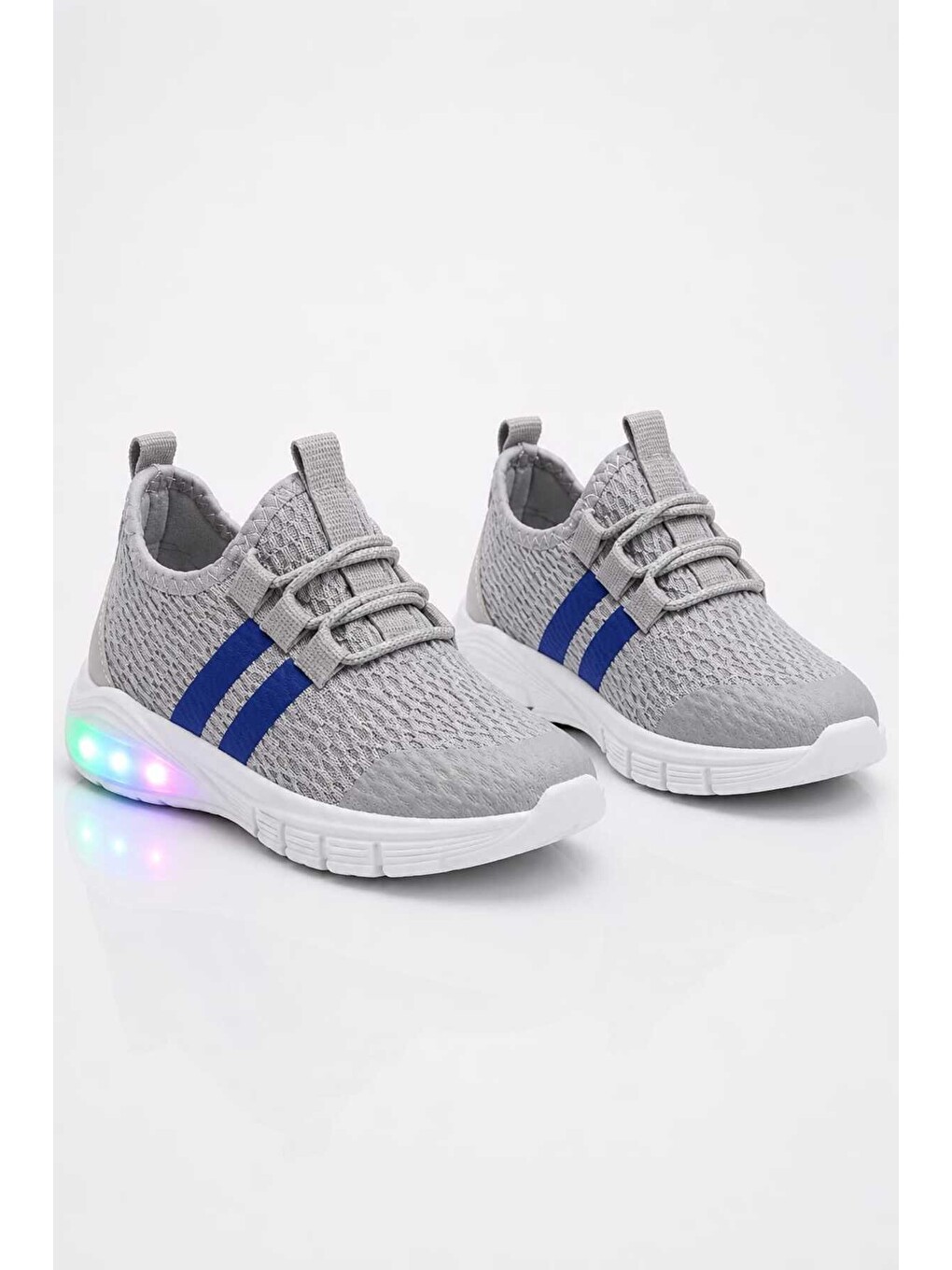 Gri Unisex Çocuk Işıklı Spor Ayakkabı Rahat Günlük Sneaker-3