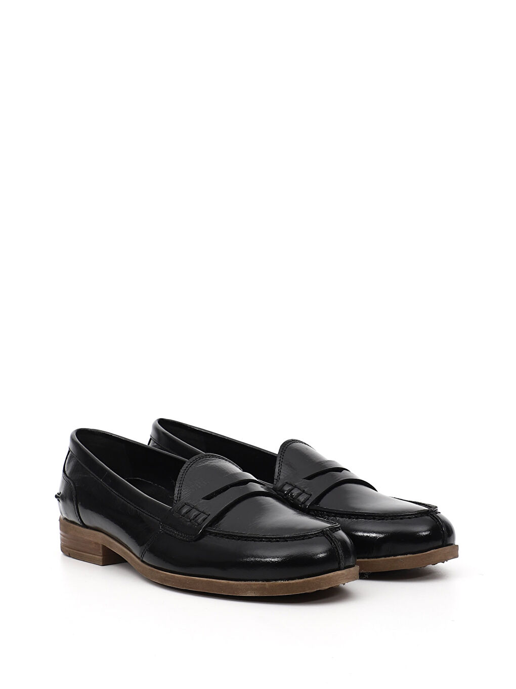 Mor Kadın ZÜMRÜT-SİYAH Hakiki Deri Loafer Ayakkabı-1