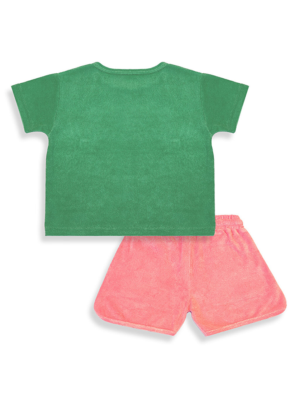 Pembe Kız Çocuk Havlu Şort T-shirt Takım-1