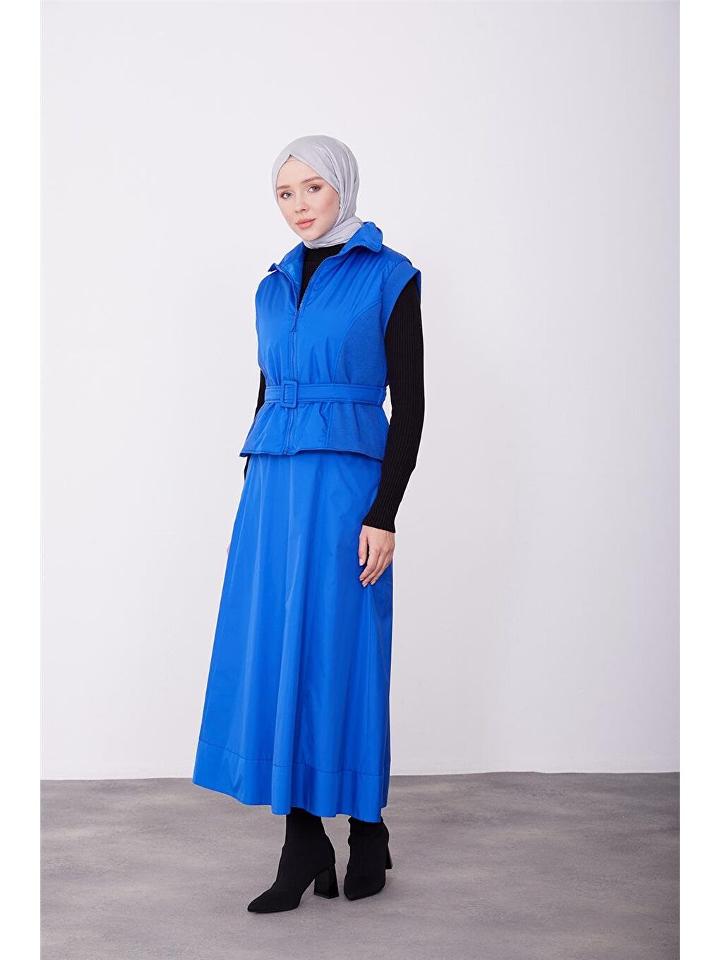 Mavi Kaşkorseli Yelek 23K4603 Morcivert-1