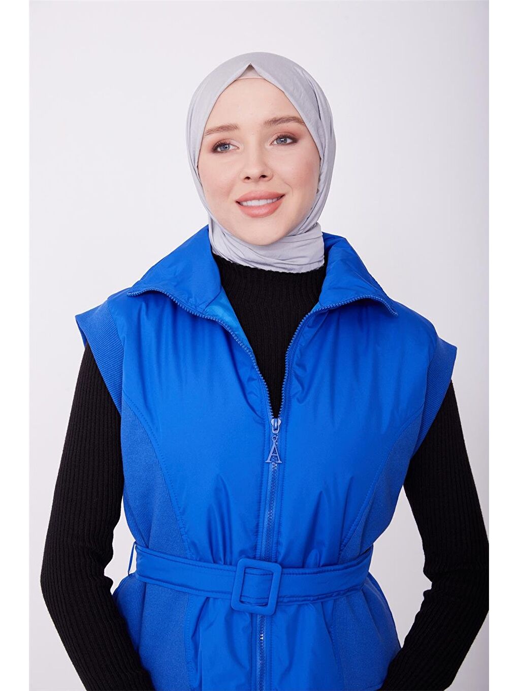 Mavi Kaşkorseli Yelek 23K4603 Morcivert-2