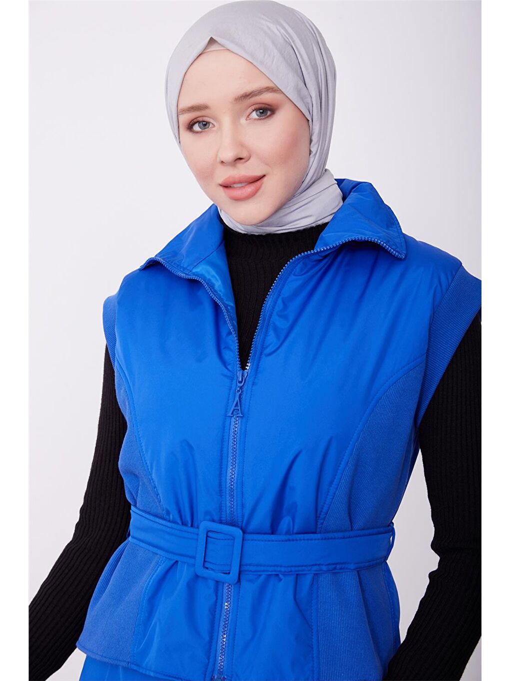 Mavi Kaşkorseli Yelek 23K4603 Morcivert-3